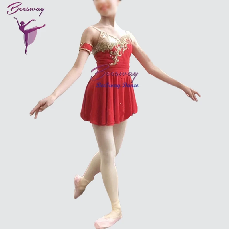 

women Cupid Ballet Stage Costume Diana And Acteon Variation Ballet Dress Attire for girls Adult Red classical ballet short skirt