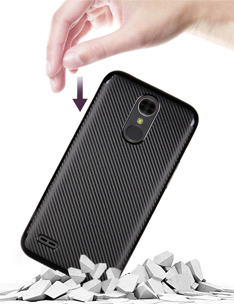 Чехол Fundas из синтетического волокна чехол для LG K10 2017 мягкий углеродного и ТПУ