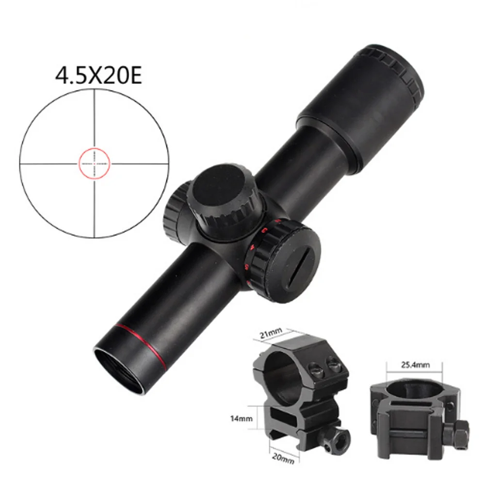 20mm Medium Profile LAMBUL 4,5x20 компактный охотничий прицел с красной подсветкой Оптический прицел P4 с откидной крышкой и кольцами - Цвет: 20mm Medium Profile