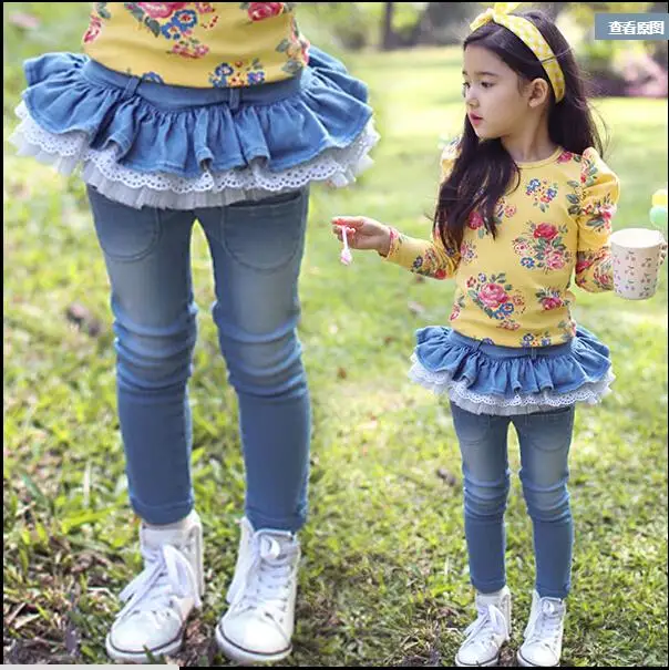 Новинка 2019 демисезонные джинсы для девочек детская юбка-пачка джинсовые брюки