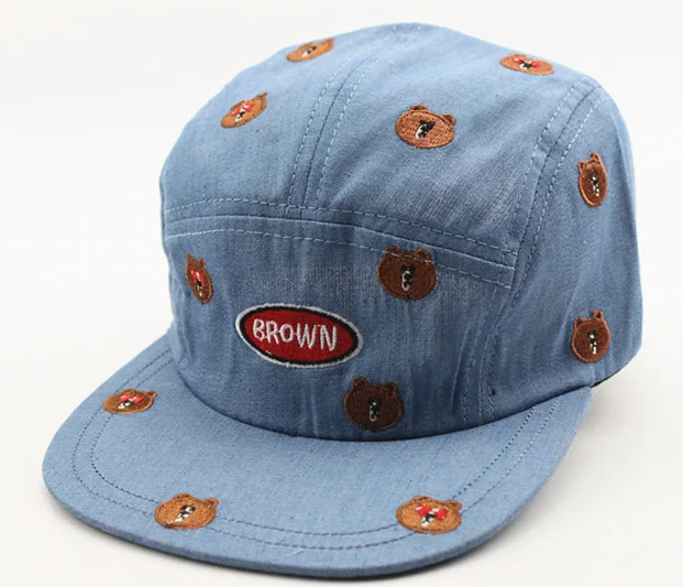 2017 Новые Летние Дети Мультфильм Медведь Вышивка Snapback Регулируемая Плоским вдоль