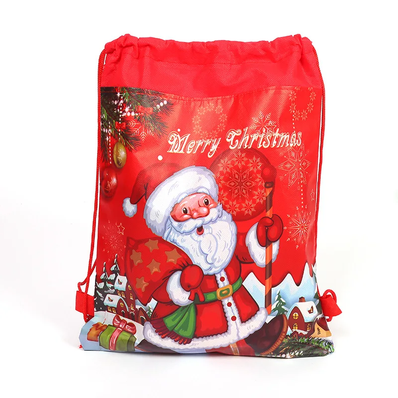 24 шт./лот с Рождеством Санта Клаус тема Drawstring подарки Сумки Детские сувениры