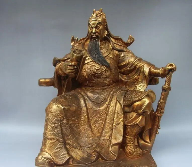 Китайская медная Статуэтка Гуань Гонг война бог воин Будда 16 дюймов|statue|statues