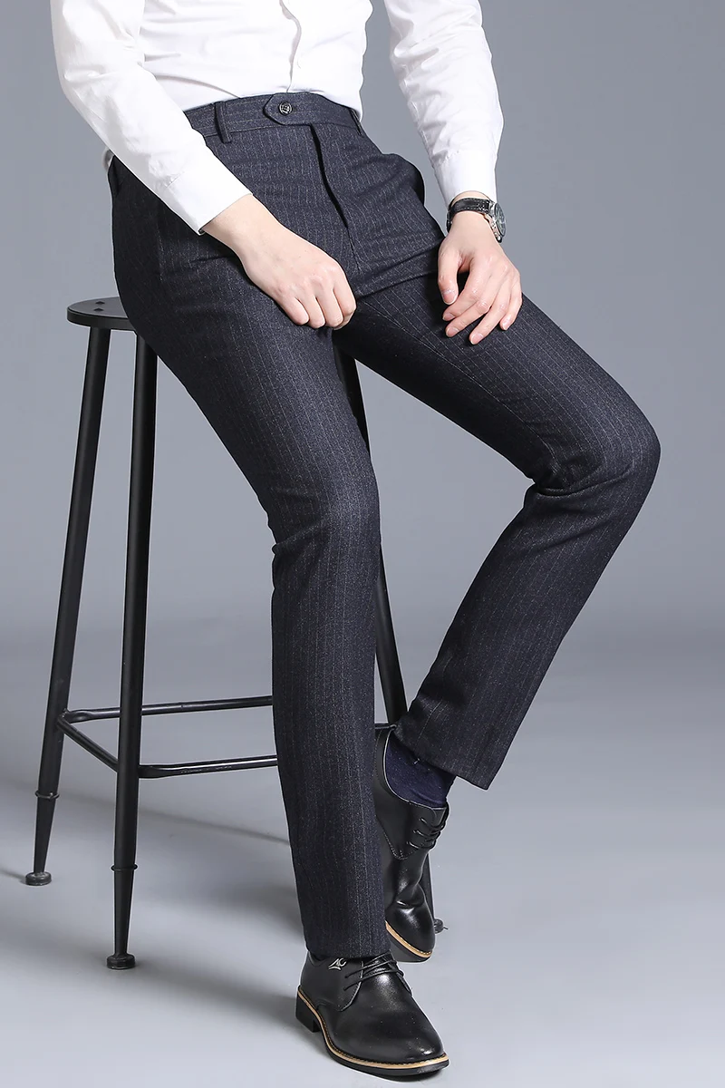 Для мужчин Slim Fit костюм брюки формальные свадебные Бизнес прямые Штаны мужские брюки серый деловая модельная одежда Штаны Для мужчин Pantalon Hombre 29-38