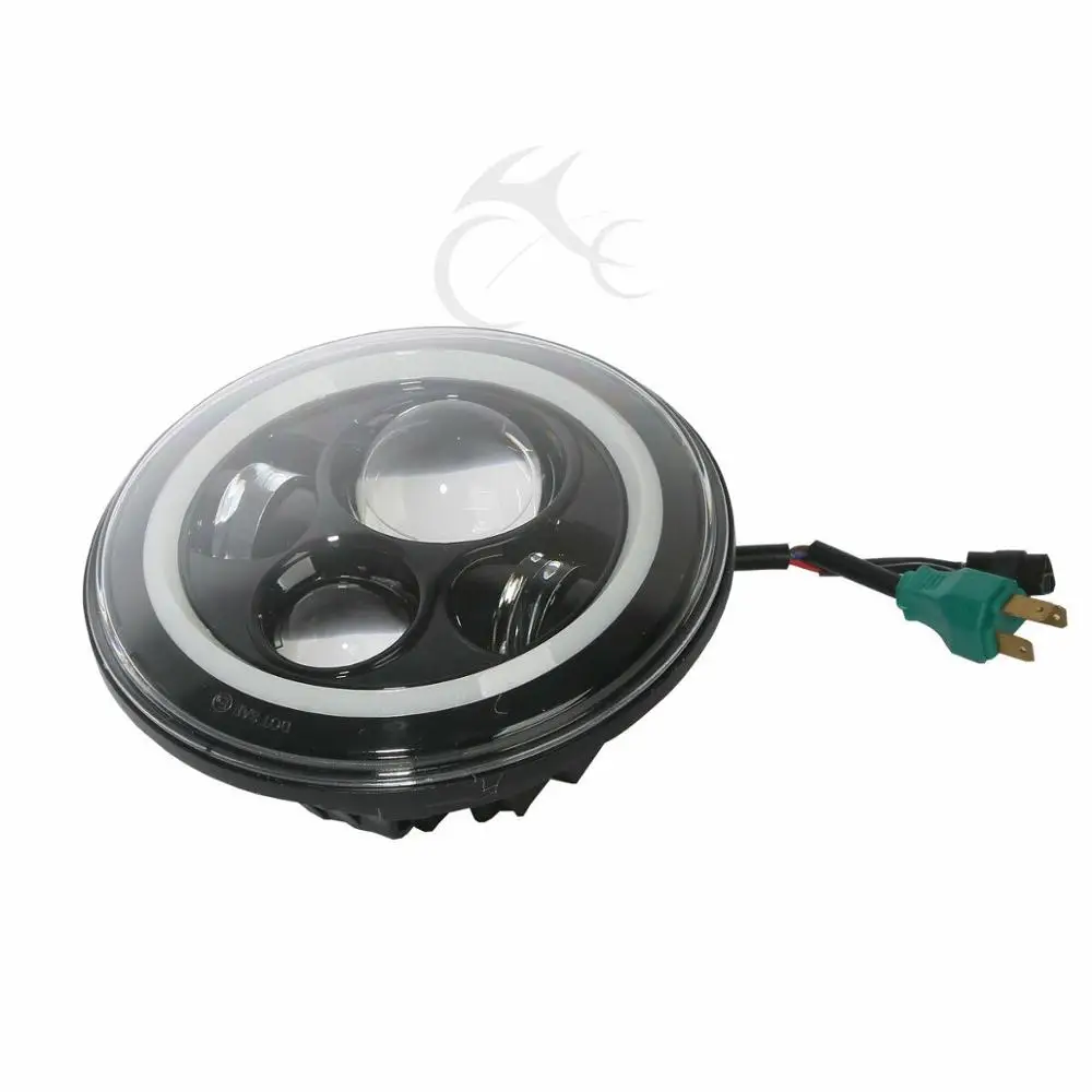 

7" Motorcycle White LED Halo Headlight For Harley Touring Softail FLD Dyna For Jeep Wrangler Models