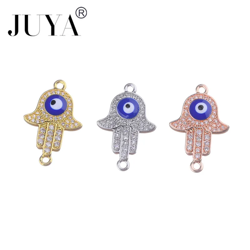 Новые Позолоченные/Серебристые разъемы Fatima Hamsa Hand Evil Blue Eye для браслетов DIY