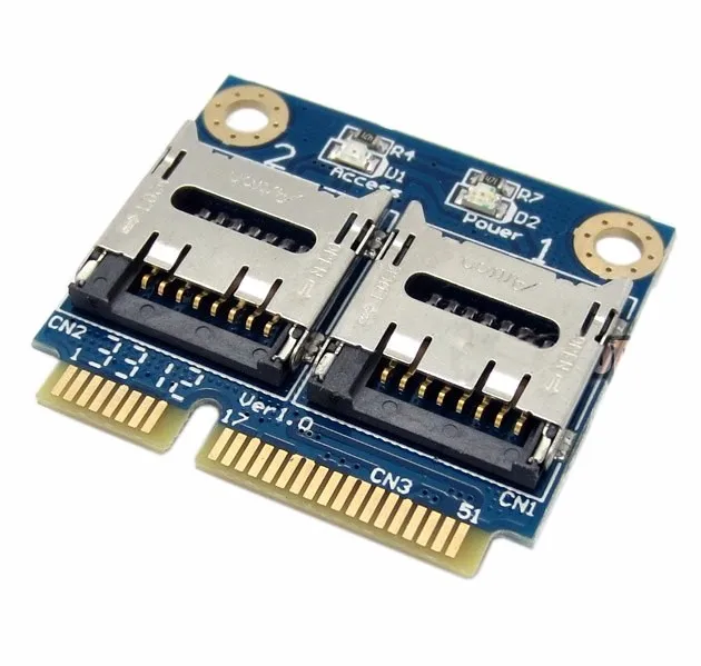 Двойная карта TF Micro SD для Mini pcie pci express PCI E Express с полукронштейном адаптер чтения