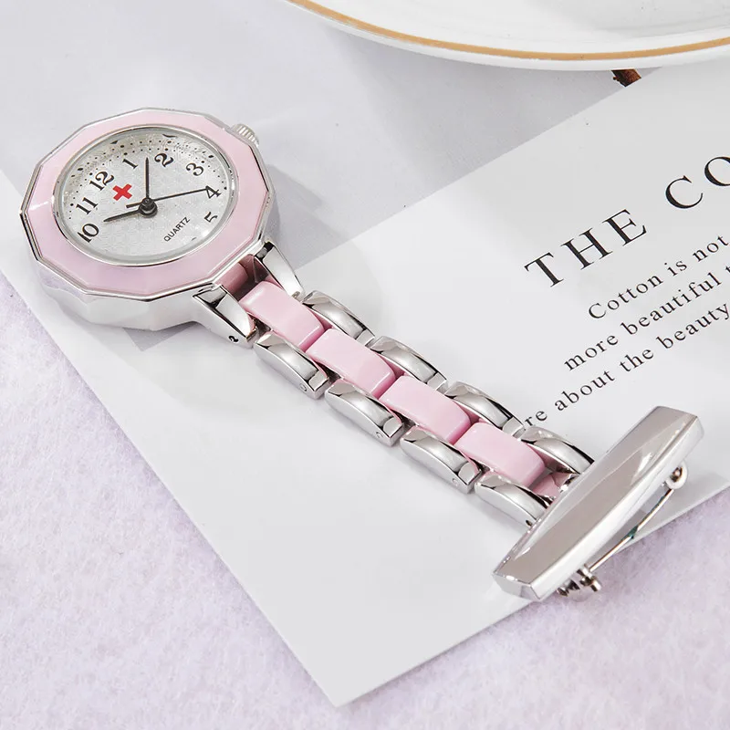 Женские и мужские часы медсестры модного дизайна карманные с зажимом из розового