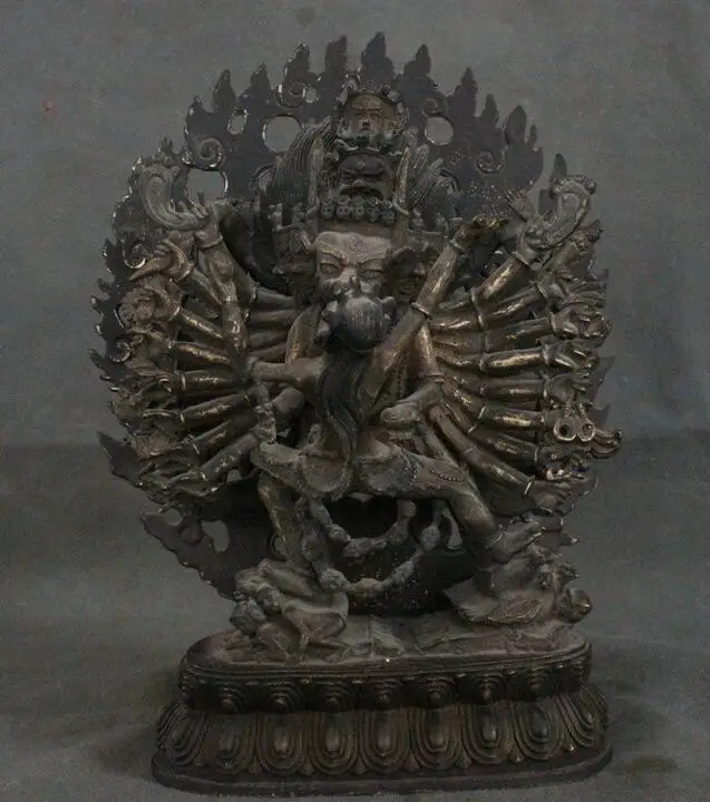 12 &quotАНТИЧНЫЙ ТИБЕТСКИЙ буддистский дворец бронзовая статуя Будды Ямантака яма дхармарая|statues buddha|statue