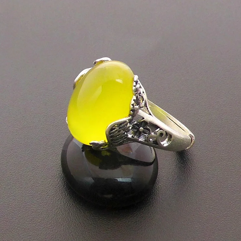 Натуральное желтое кольцо с камнем из стерлингового серебра 925 пробы Bague Femme