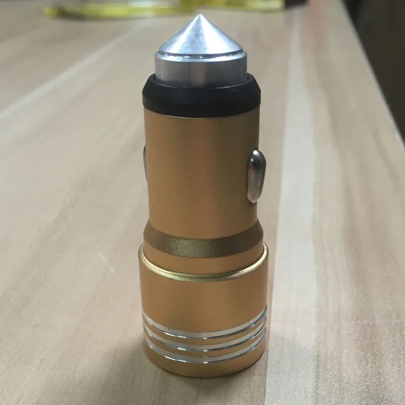 Автомобильное зарядное устройство Mini USB с двумя портами металлическое