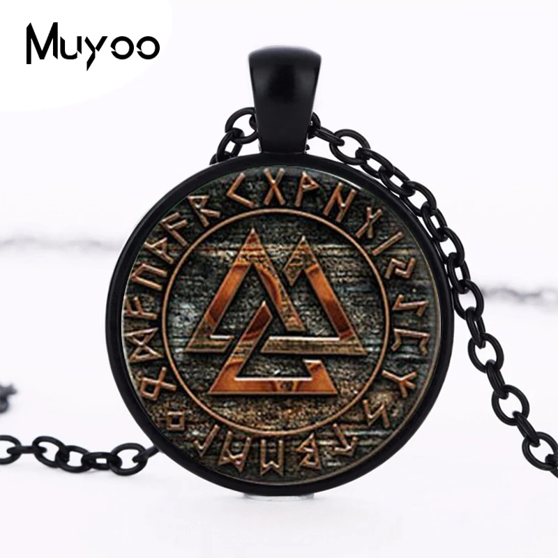 1 шт. Valknut норвежские ювелирные изделия стеклянное ожерелье с кабошоном HZ1|glass cabochon