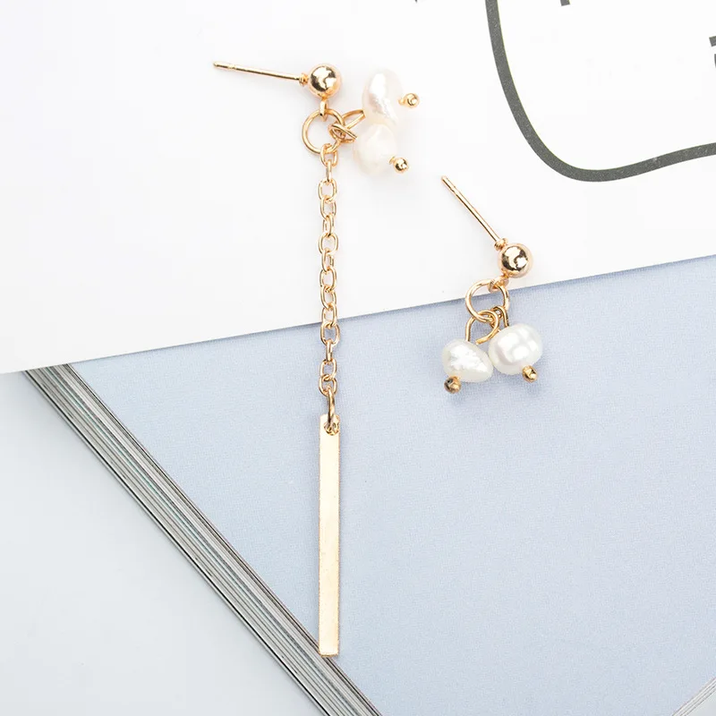 TTMM New Dangle Earrings Asymmetry Imitation pearls Charm BarTessal Drop for women E31 | Украшения и аксессуары