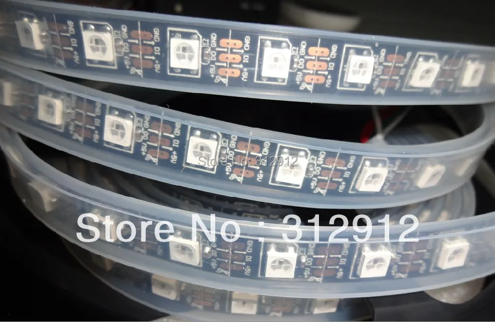 4m DC5V WS2812B BLACK PCB led pixel srip IP68 60pcs WS2812B/M с 60 пикселями|Светодиодные ленты| |