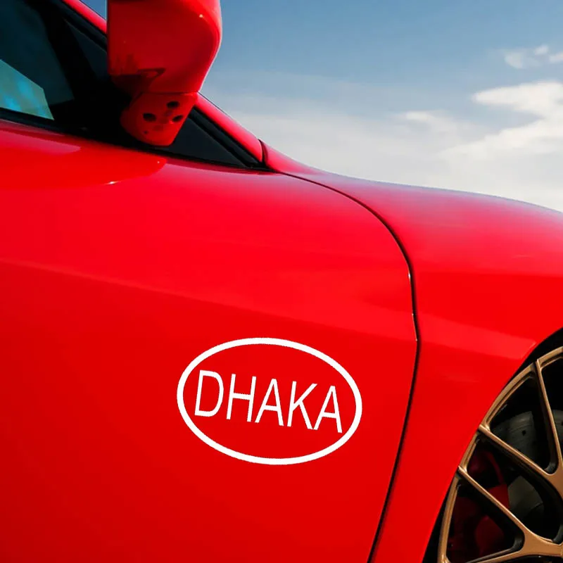 YJZT 14 см * 9 5 DHAKA город страна код овальные автомобильные наклейки виниловые черный