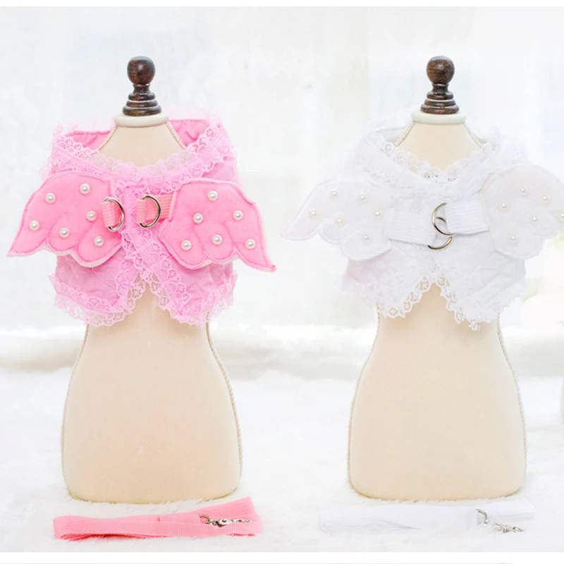 2017 милый питомец жемчуг Ангел жгут жилет ошейник Собака нагрудный ремень поводок