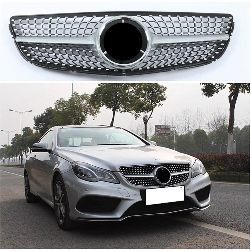 W212 обновленной алмаз Передняя гоночная решетка для Mercedes-Benz W212 e-класс C207 переворот E180 E300 черный/серебро 2013