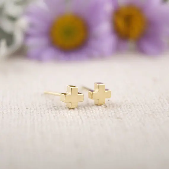 Jisensp Модные женские Бижутерия маленькие серьги-гвоздики в форме Креста для