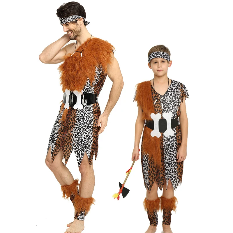 Halloween costumes indigenous primitive cosplay costume adult men and women Indian Leopard savage clothing |