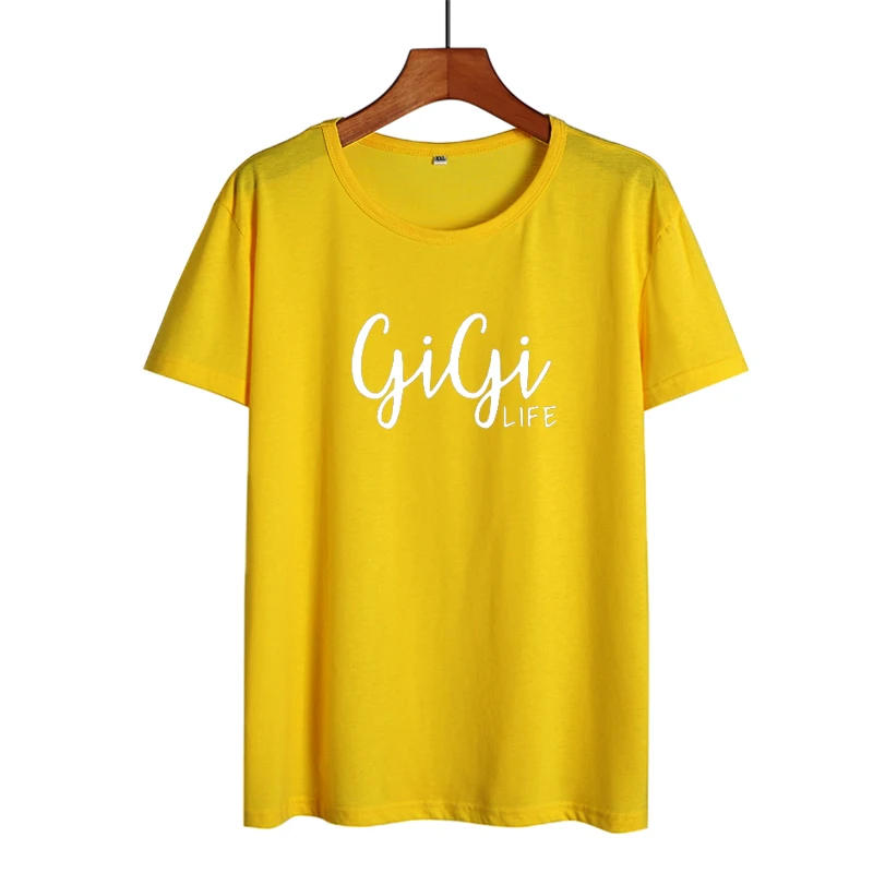 yellow-white Хипстерская футболка Gigi, новинка, подарок для мамы, Gigi Life saking, летняя хлопковая футболка, черно-белые повседневные топы, женская одежда - Цвет: yellow-white