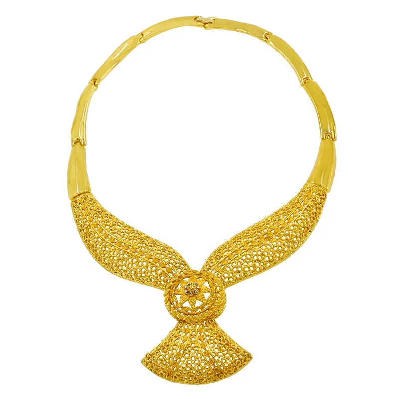 Liffly модные Дубай золотые Ювелирные наборы для женщин Кристалл ожерелье браслет