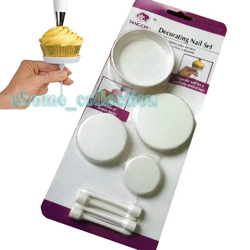 1Set/4PCS Cake Flower Decorating Nail Set Tool Cupcake Stand Icing Cream Free Shipping |