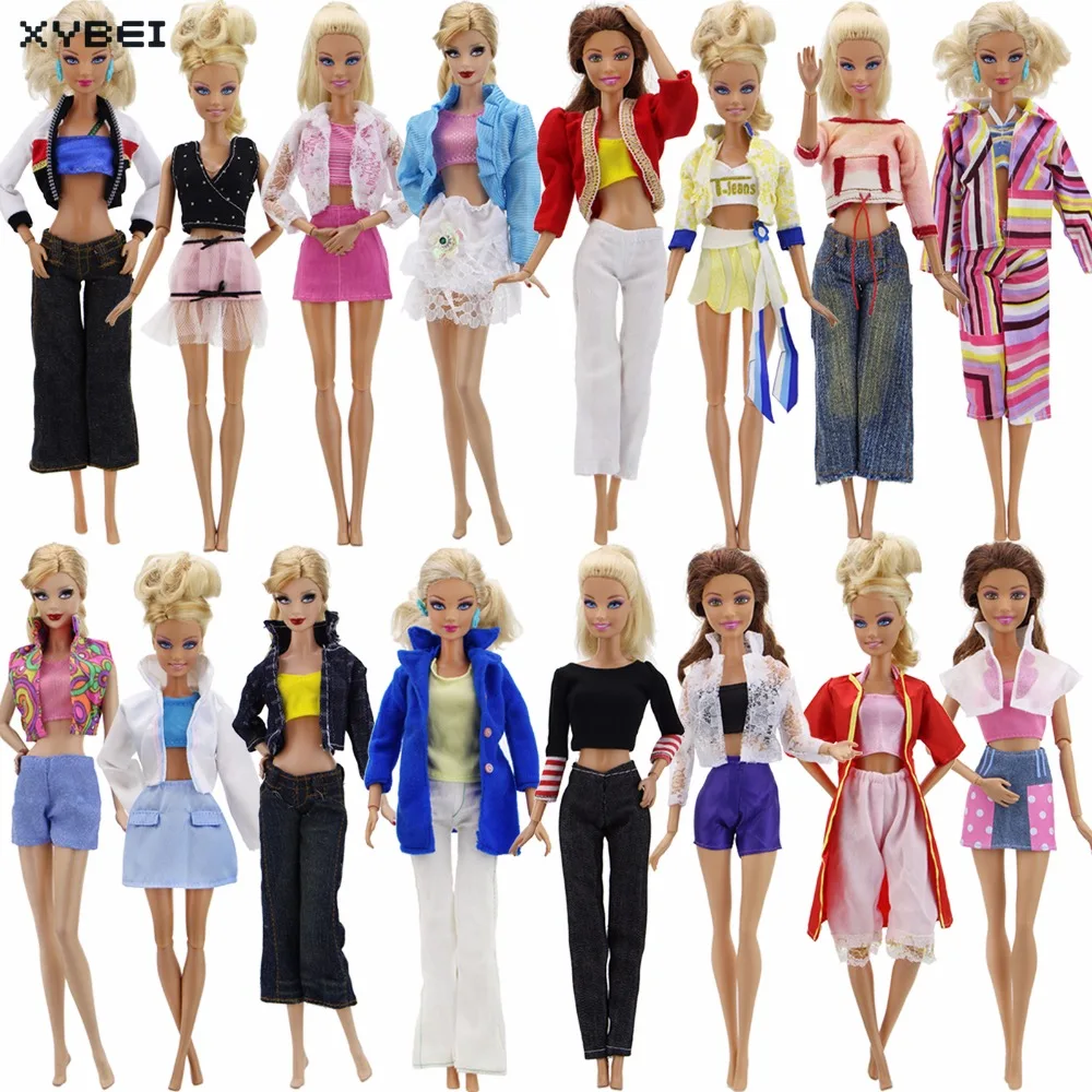 Случайный выбор 10 шт./лот комплекты одежды куклы модная одежда повседневные