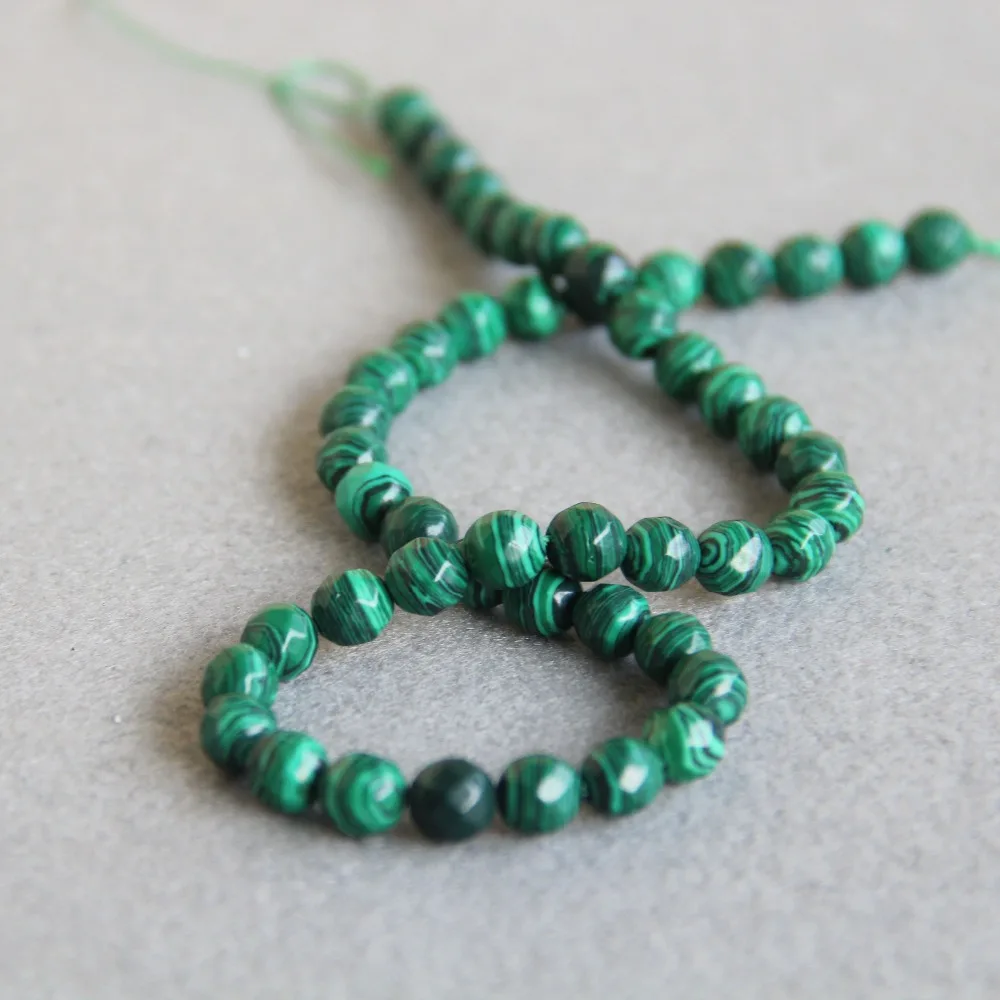 (Min Order1) 8mm New Faceted Green Natural Azurite Stone Malachite Beads DIY Accessory Parts 15inch Women Jewelry Making Design | Украшения