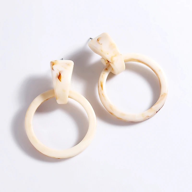 Round Resin Drop Earrings Green Beige Fashion Korean Simple Forwomen Temperament Gift Personality Acrylic Ear | Украшения и