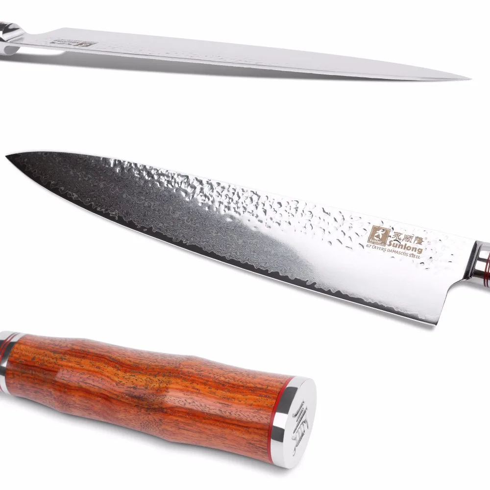 Ножи шеф повара Sunlong Gyuto VG10 японские ручки из Дамасского палисандра 10