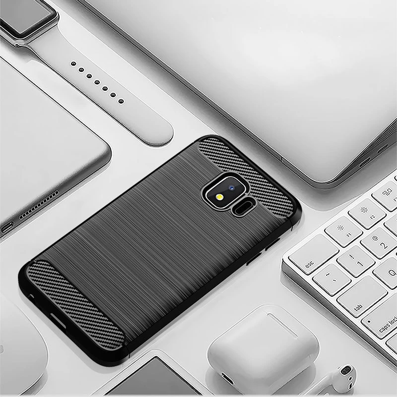 Armor Case For Galaxy J2 Core 2018 Brushed Carbon Fiber Texture Soft Silicone Phone Back Cover SAMSUNG Pure Fundas |