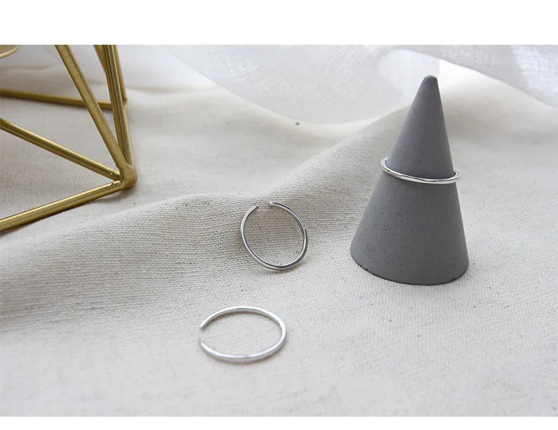 F.I.N.S Real 925 Sterling Silver Ring Minimalist Open Adjustable Ring Fashion Wedding Bands for Couples Fine Jewelry Female Ring