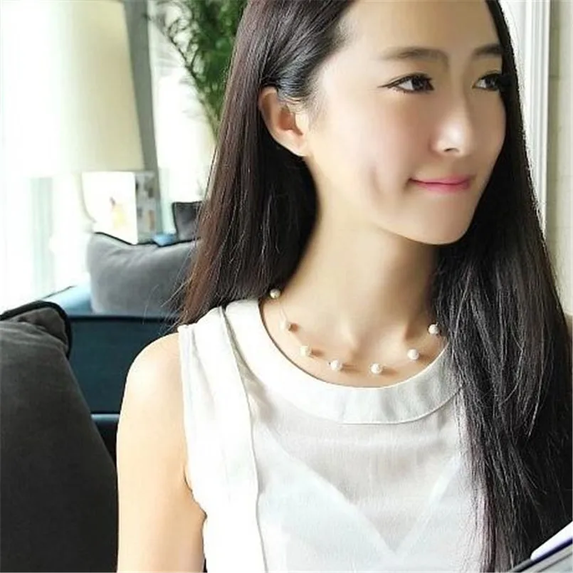 Olaru Fashion jewelry Korea Simulated Pearl Simple Choker Necklace For Woman Smmer necklaces &amp pendants Accessories Bijoux Femme |