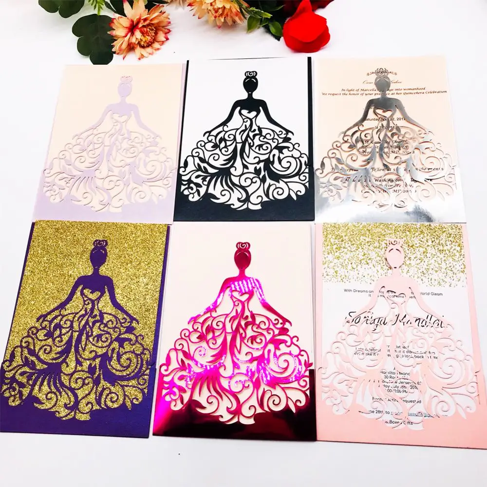 Милые свадебные пригласительные открытки 20 шт./лот необычные для милой девочки