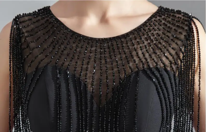 Luxury beaded evening dress black noble mermaid prom graduation party gowns bridal shower formal Vestido de noiva | Свадьбы и
