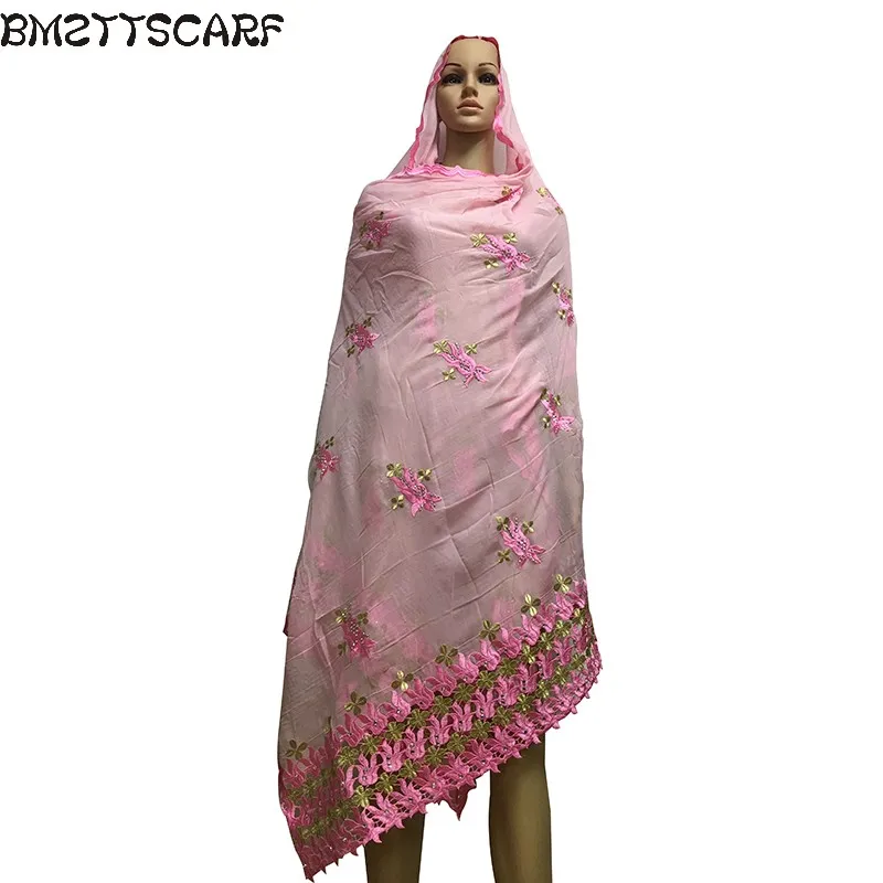 2018 Latest African Women Scarf muslim embroidery scarf cotton big for shawls wraps | Аксессуары для одежды