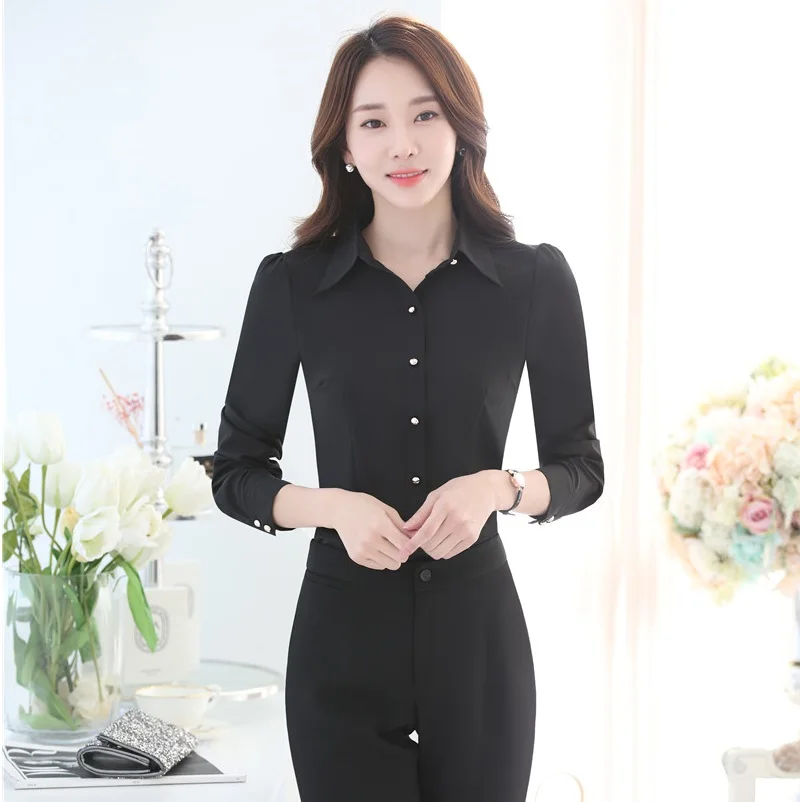 Деловая Женская белая блузка женские рубашки рабочая одежда с длинным рукавом