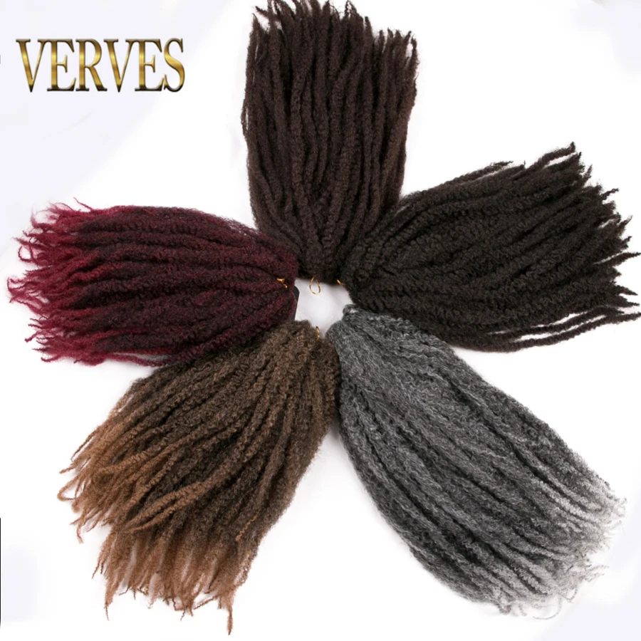 VERVES Afro Kinky Braiding Hair 18 inch Synthetic Crochet Marly Braids Hair extensions 30 strands/pack Natural black ombre