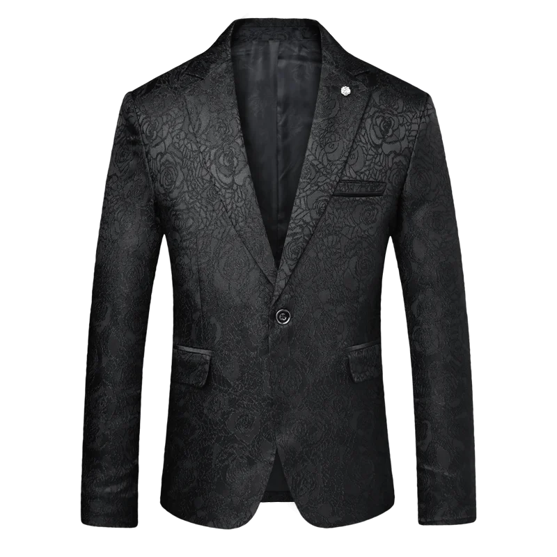 

Men Slim Fit Blazers Jackets Smart Casual Suits Jackets New Fashion Men Blue flower Blazers Mens Wedding Dress Coats Size 3XL