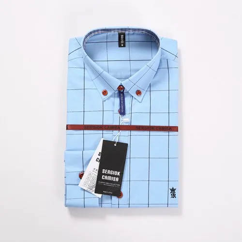 Dudalina Camisa социальной Masculina для мужчин рубашка вышивка логотип с длинным рукавом деловые рубашки в повседневном стиле известный бренд - Цвет: SK-1311SKY BLUE