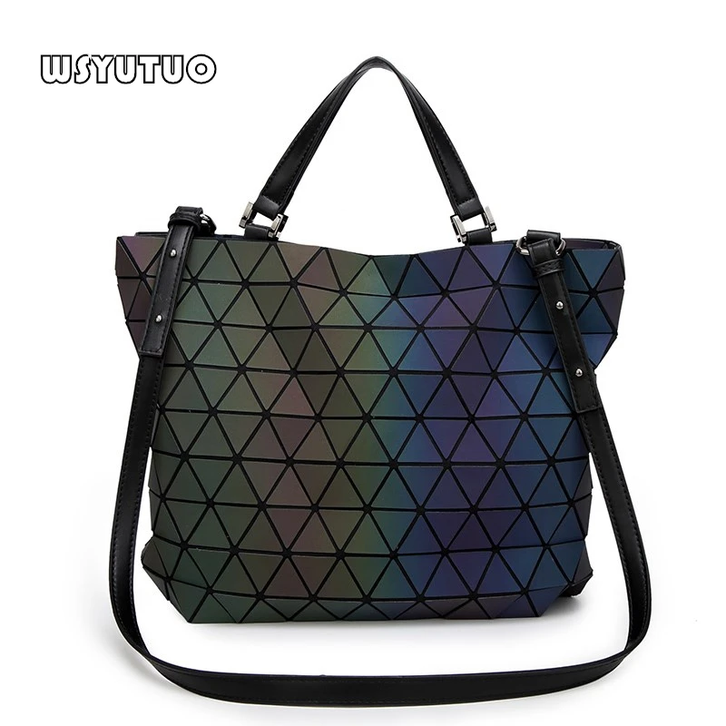 

YUTUO Hot Sale Laser Refrac Folding Fashion Shoulder Handbag Messenger Bag Casual Women Tote Top Handle bags Reflective at night