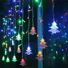 Декоративный наружный светильник из Строка AC 220V окна Xmas карнизы перила Рождественская елка кулон Декор светодиодный светильник строка ремень штепсельная вилка