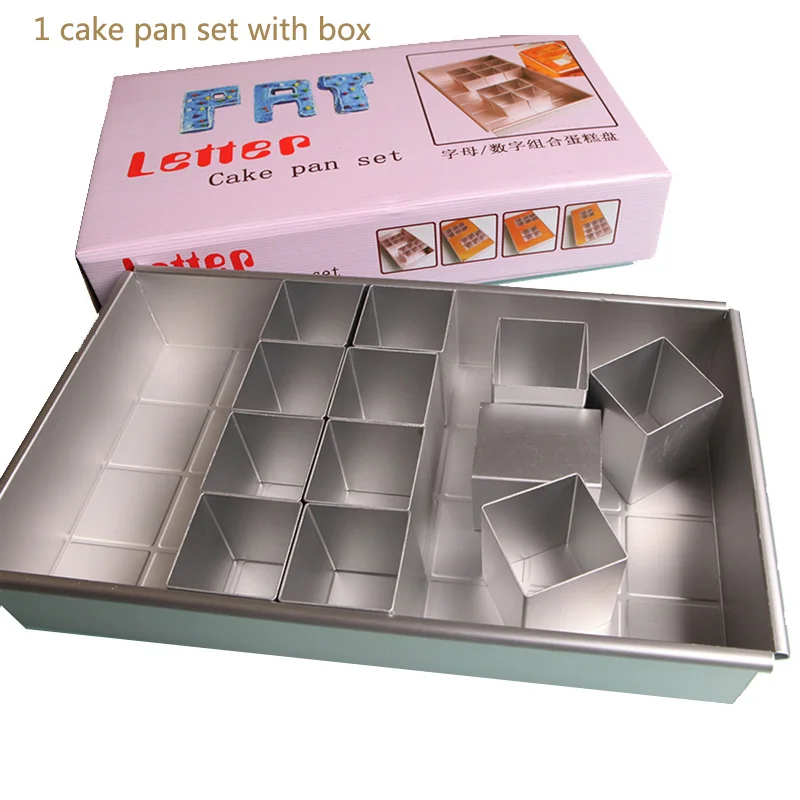 1 set with box Выпечки блюдо s числа буквы алфавита олова Алюминий торта Формы для блинов модульный регулируемый много форм формы торт тарелка в форме Хлеба Пан - Цвет: 1 set with box