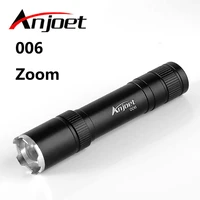 anjoet mini flashlight 006 blackred xm l q5 led aluminum waterproof zoomable 3 modes torch light for 18650 rechargeable battery