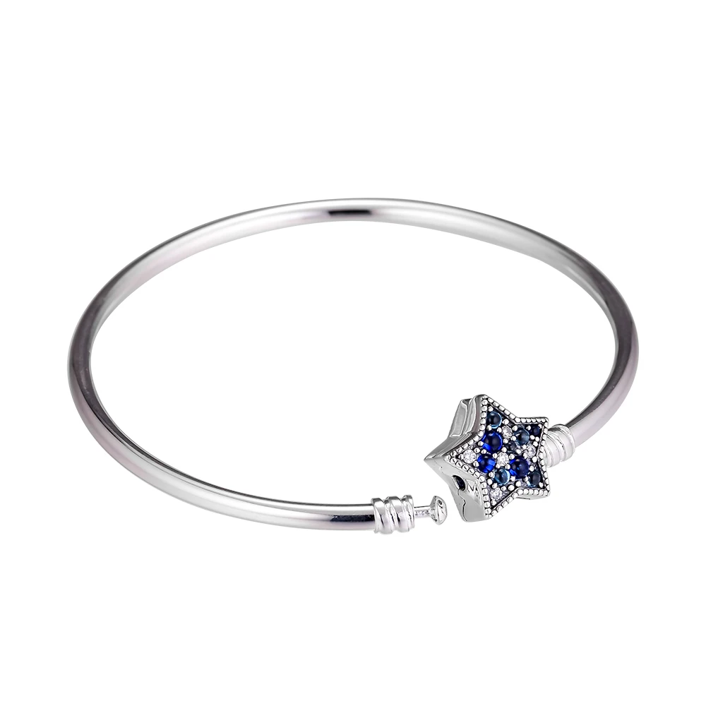 Sparking Blue Star браслет из стерлингового серебра 925 пробы ювелирное изделие для женщин
