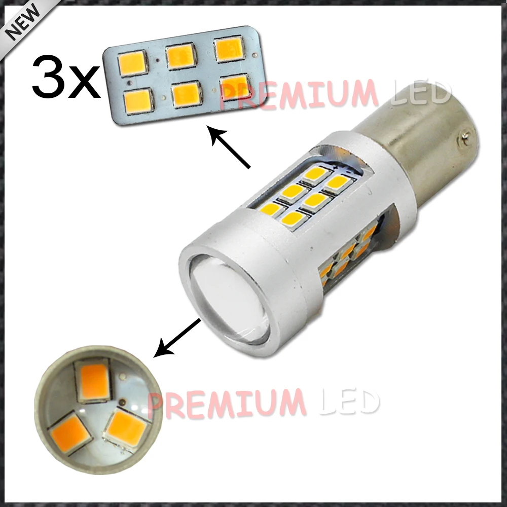 IJDM Высокая мощность Янтарный Желтый Ошибка бесплатно 21SMD 2835 светодиодный BAU15S 7507