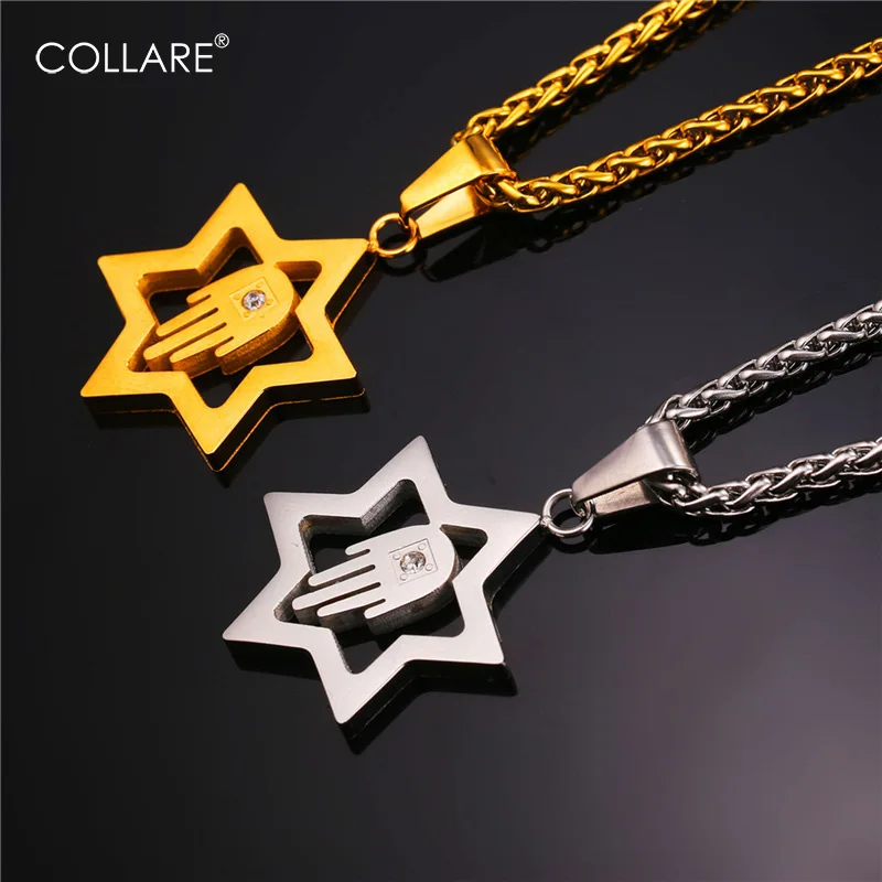 Ожерелье с кулоном в виде звезды Давида из нержавеющей стали 316L|hamsa hand necklace|hand