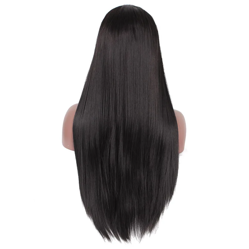 1B-long AISI HAIR 26 дюймов длинный черный парик прямой синтетический парик на кружеве для женщин натуральный цвет термостойкие Futura волосы - Цвет: 1B-long