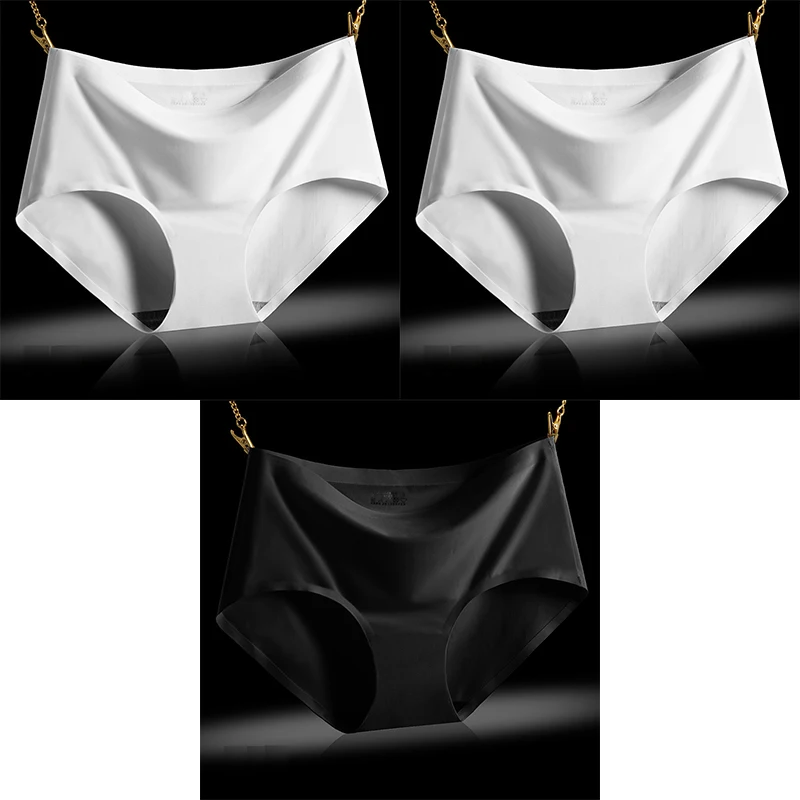 white white black BZEL, 3 шт./лот, трусики, бесшовный набор трусов, нижнее белье для женщин, удобные, шелковистые, женские трусы со средней посадкой, сексуальные трусики, женское нижнее белье - Цвет: white white black