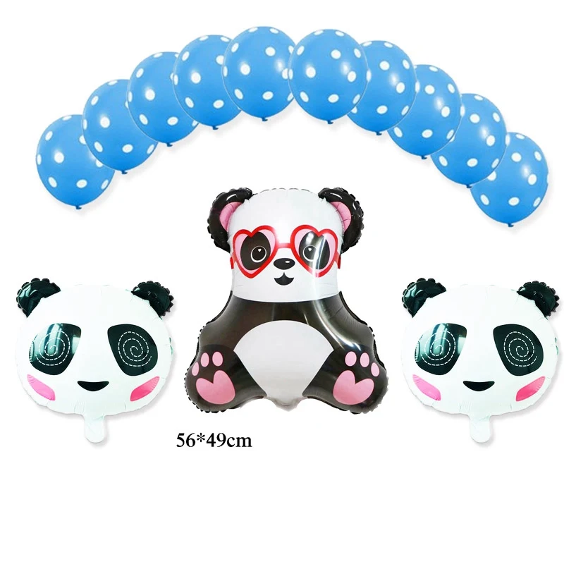 13pc blue set panda 13 шт Смешанные День рождения воздушные шары набор мультфильм Миньоны шар и латексные шары 18 дюймов круглый Миньоны фольгированные шары - Цвет: 13pc blue set panda